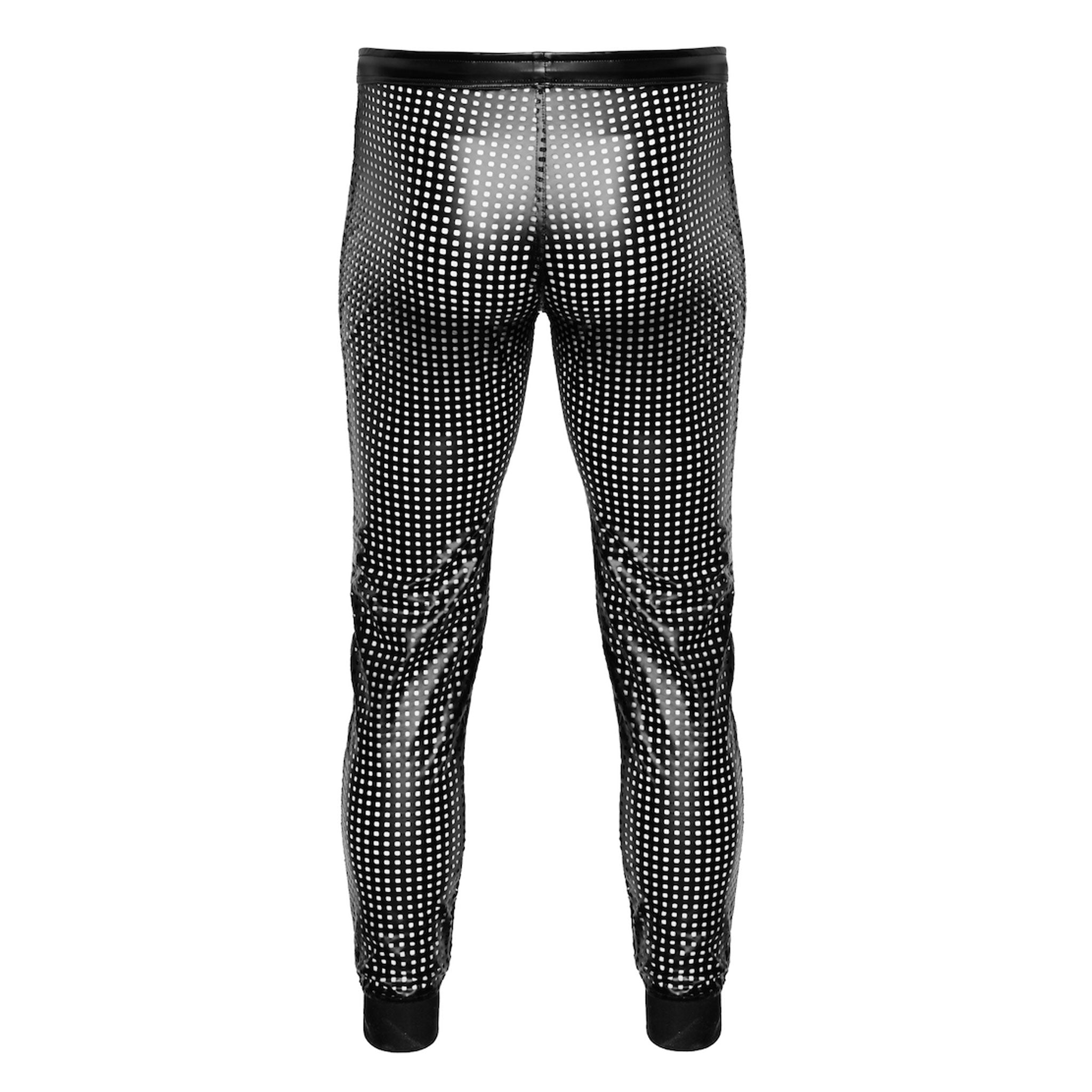 Wetlook power powerwetlook glossy long bottoms pants trousers sweatpants jogging tracksuit sweats drawstring waist zipper crotch elastic ankle cuff ribbed perforated laser-cut lazer-cut laser lazer cut activewear athleisure loose relaxed noir black