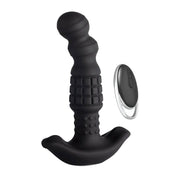 Silicone vibe vibrator vibrating vibration stimulator stimualting stimulation massage massaging massager anal p-spot prostate progasm rolling beads pineapple beaded ergonomic waterproof adult-toys sex-toys black