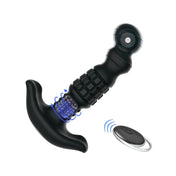 Silicone vibe vibrator vibrating vibration stimulator stimualting stimulation massage massaging massager anal p-spot prostate progasm rolling beads pineapple beaded ergonomic waterproof adult-toys sex-toys black