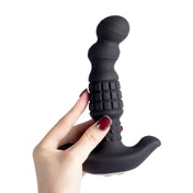 Silicone vibe vibrator vibrating vibration stimulator stimualting stimulation massage massaging massager anal p-spot prostate progasm rolling beads pineapple beaded ergonomic waterproof adult-toys sex-toys black
