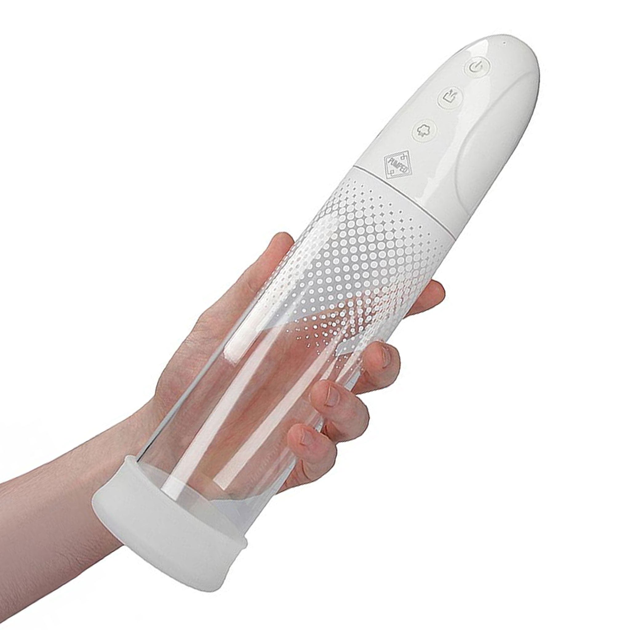 ABS-plastic silicone pump enhance erection penis vacuum vibe vibrating vibration automatic rechargeable pleasure cock ring cockring cock-ring cnb c&b cock-and-ball cock&ball adult-toys white clear