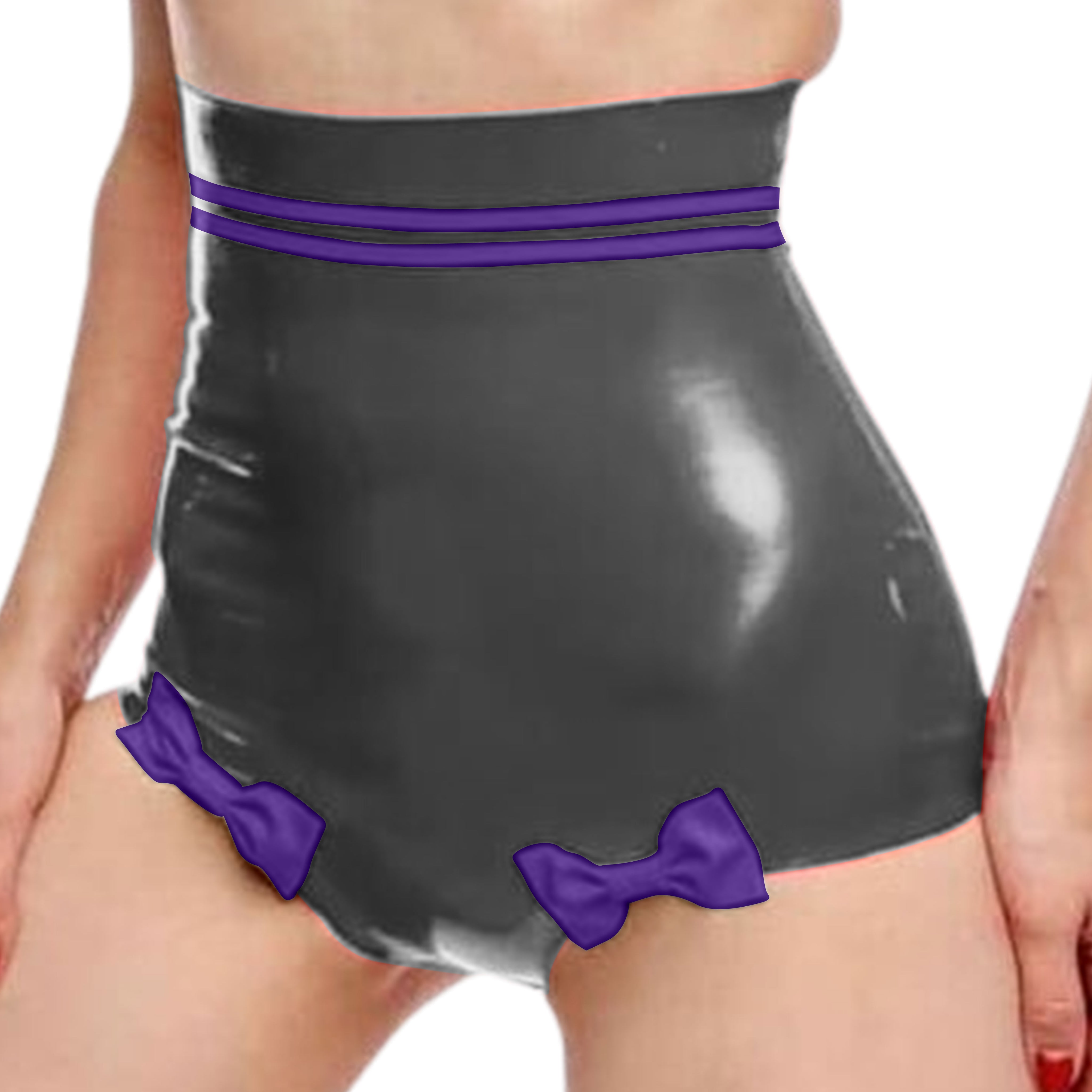 High Waisted Latex Knickers with Bow Detail XS