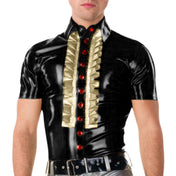 Mens Latex Tuxedo Top  Black & White M