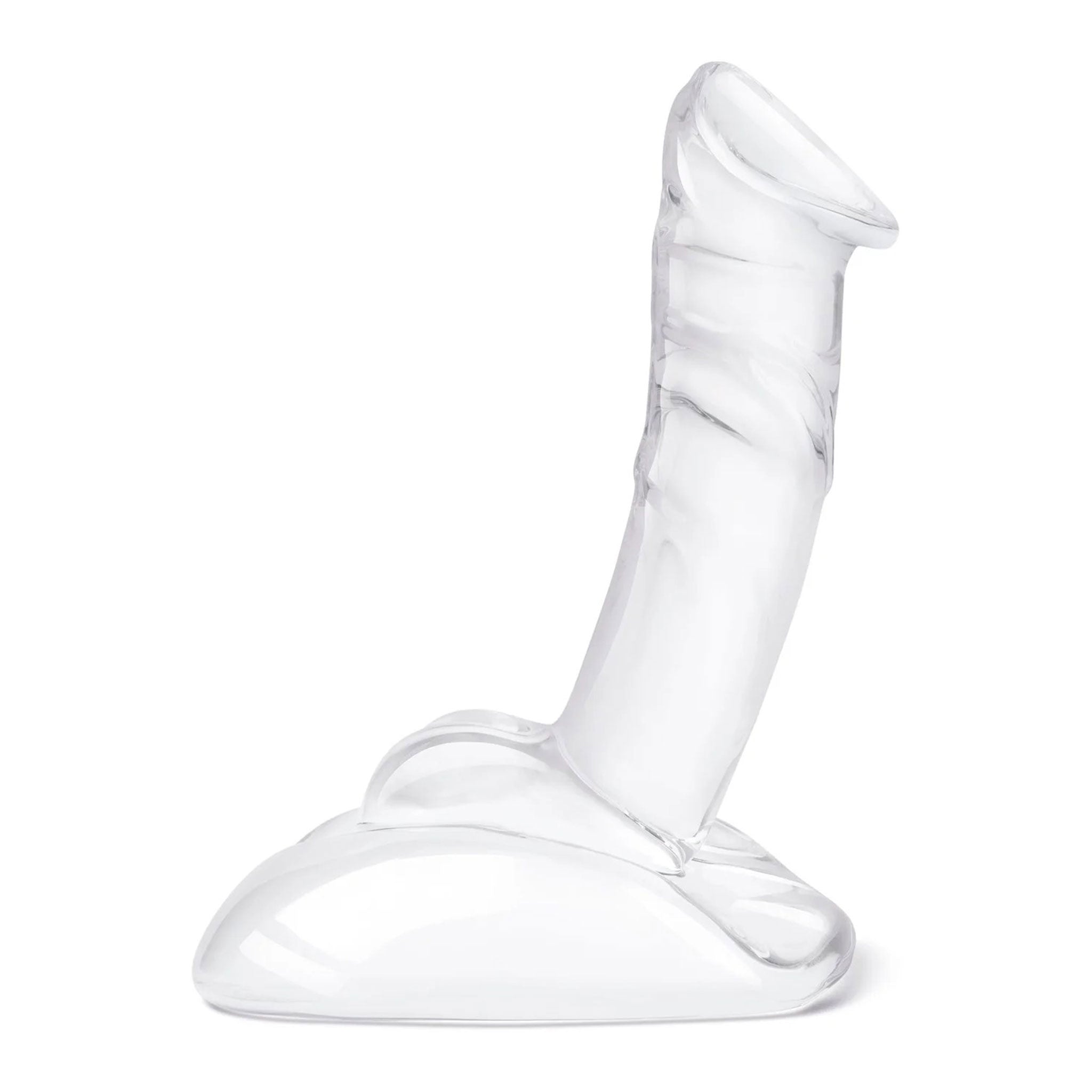 Glass pyrex dildo dong ride-on non-vibe non-vibrating curved realistic wide sturdy base balls 7.5-inches hypoallergenic fracture-resistant adult-toys clear