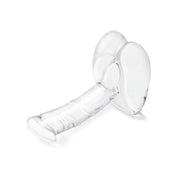 Glass pyrex dildo dong ride-on non-vibe non-vibrating curved realistic wide sturdy base balls 7.5-inches hypoallergenic fracture-resistant adult-toys clear