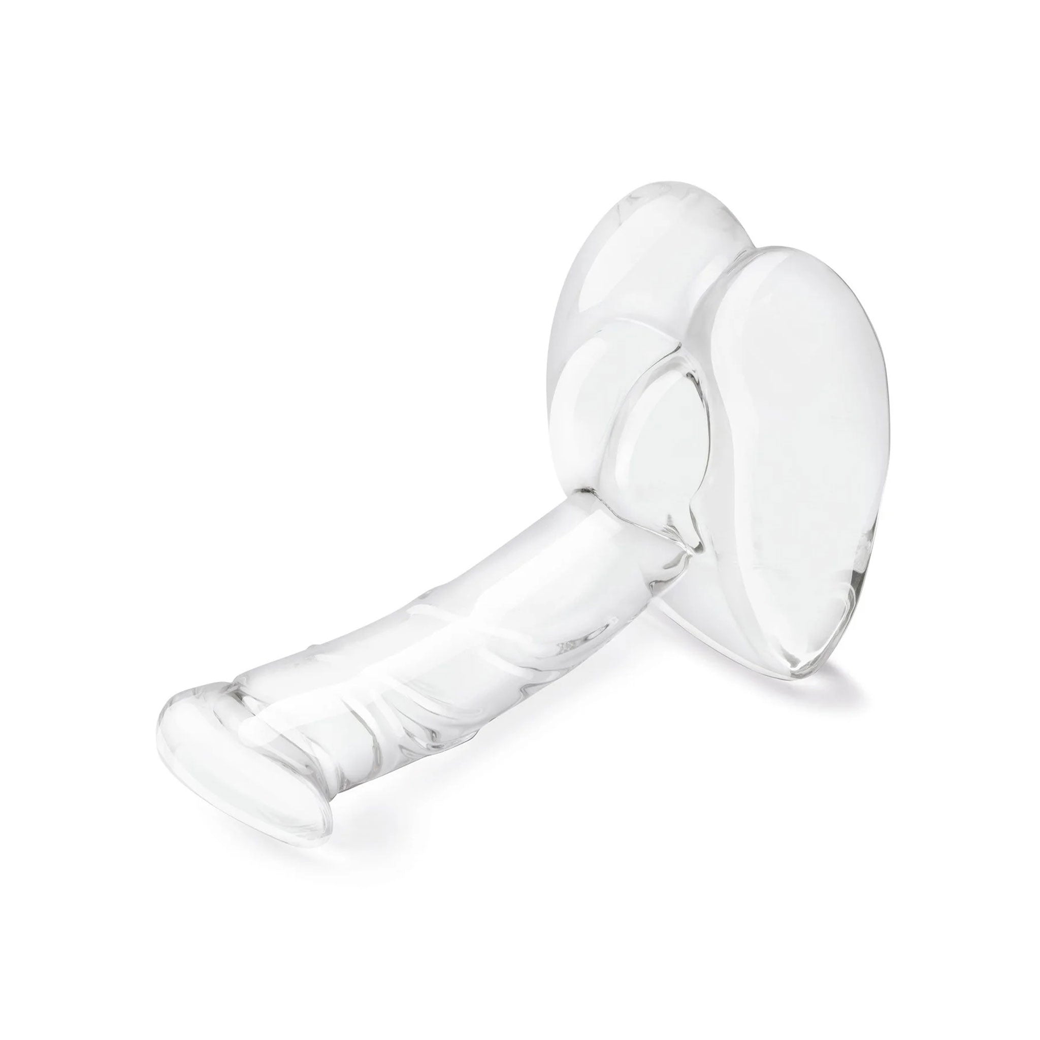 Glass pyrex dildo dong ride-on non-vibe non-vibrating curved realistic wide sturdy base balls 7.5-inches hypoallergenic fracture-resistant adult-toys clear