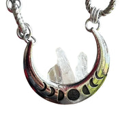 Quartz Crescent Moon Luluna Chainmail Double Necklace