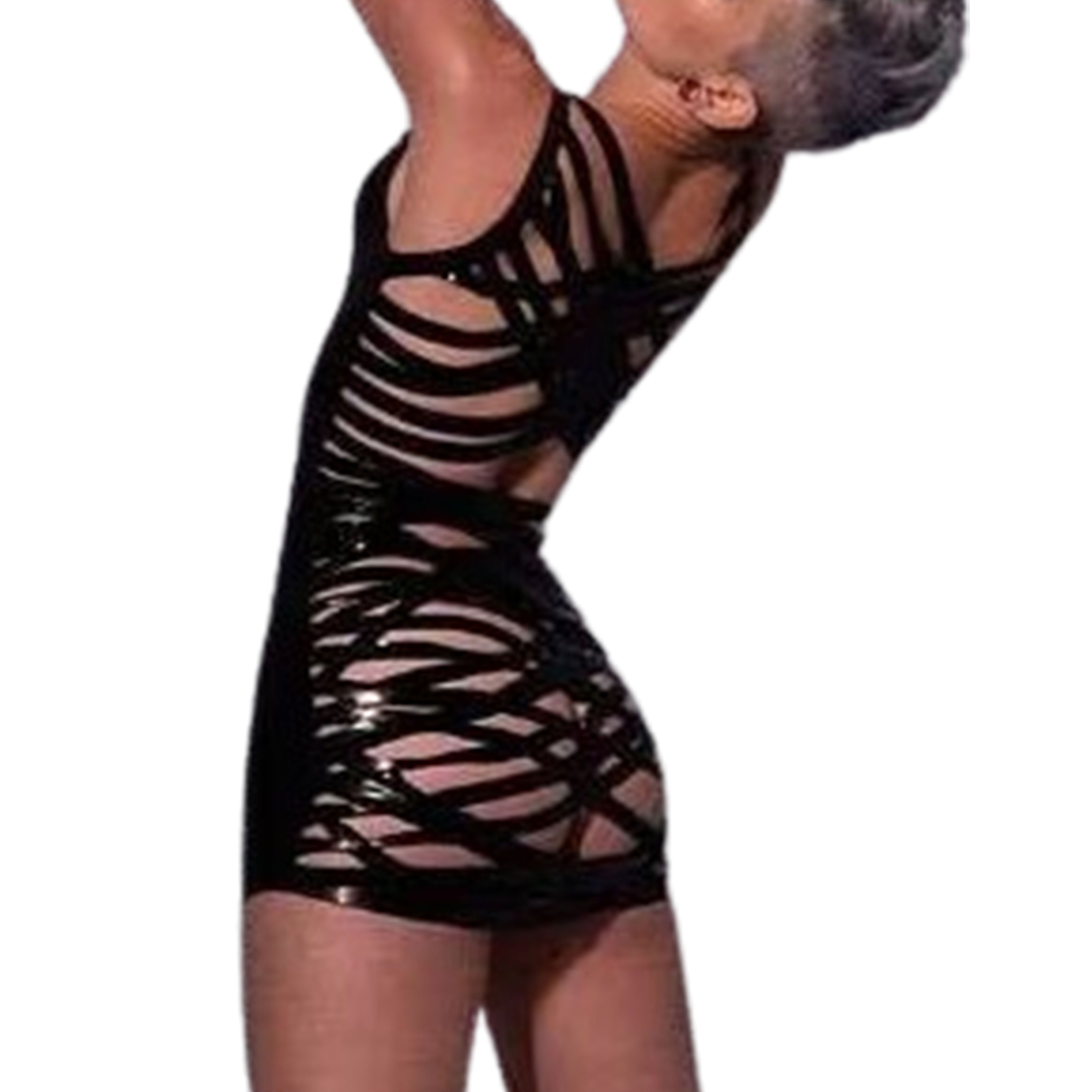 Strapped Back Latex Mini Dress
