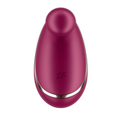 Magenta Satisfyer clitoral vibrator, medical-grade silicone, waterproof, 12 vibration modes.