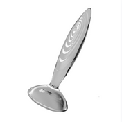 Clear Satisfyer sparkling crystal glass dildo, tapered, grooved texture, ideal for temperature play.