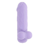 ABS-plastic silicone silicone-sleeve vibe vibrator vibrating stim stimulation stimulator bullet phallus phallic phallic-shaped removable-sleeve veiny realistic textured squishy ballsy intense compact powerful discreet versatile ergonomic waterproof usb-rechargeable travel-ready travel-friendly adult-toys purple lavender