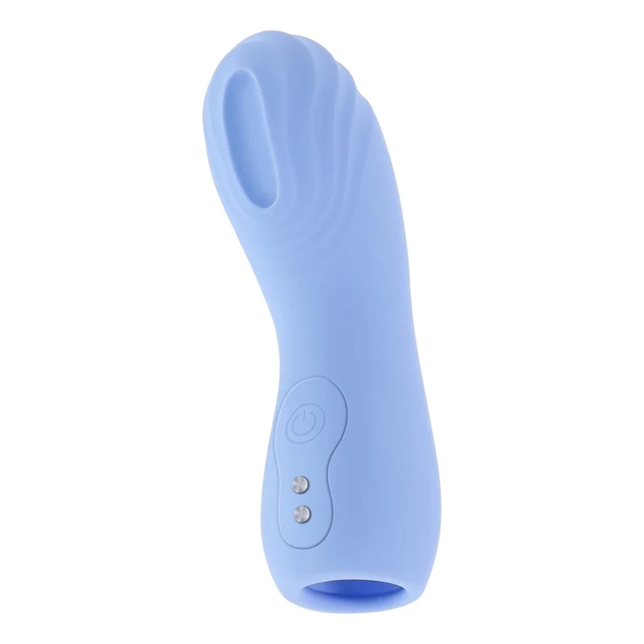 Silicone vibe vibrator vibrating vibration clit clitoral clitoris stimulator stim stimulation bullet waterproof travel-size rechargeable flexible textured finger-mounted finger adult-toys selopa blue powder-blue