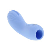 Silicone vibe vibrator vibrating vibration clit clitoral clitoris stimulator stim stimulation bullet waterproof travel-size rechargeable flexible textured finger-mounted finger adult-toys selopa blue powder-blue