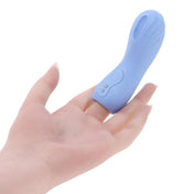 Silicone vibe vibrator vibrating vibration clit clitoral clitoris stimulator stim stimulation bullet waterproof travel-size rechargeable flexible textured finger-mounted finger adult-toys selopa blue powder-blue