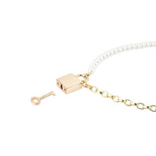 Metallic chain day-collar collar choker necklace bracelet versatile jewelry pearls faux adjustable half-and-half bondage bdsm bdsm-gear submission domination submissive luxury ownership owner discreet lock pad-lock accessories gold white