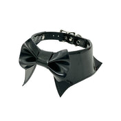 Leather collar choker shirt shirt-collar lapels bow tie bow-tie built-in integrated adjustable buckle birthday suit birthday-suit fetish-fashion sexy alt-fashion accessories patent shiny glossy
