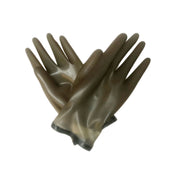 Latex molded moulded rubber gloves contrast trim female femme feminine women bdsm-gear fetish fashion alt-fashion accessories smoke transparent black