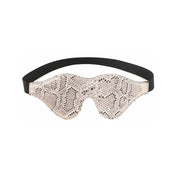 Leather lambskin lamb-skin snakeskin snake print blindfold blind-fold eye blinders sensory-deprivation elastic-band kink kinky kinky-play couples couples-play exotic bdsm bondage bdsm-gear cream white