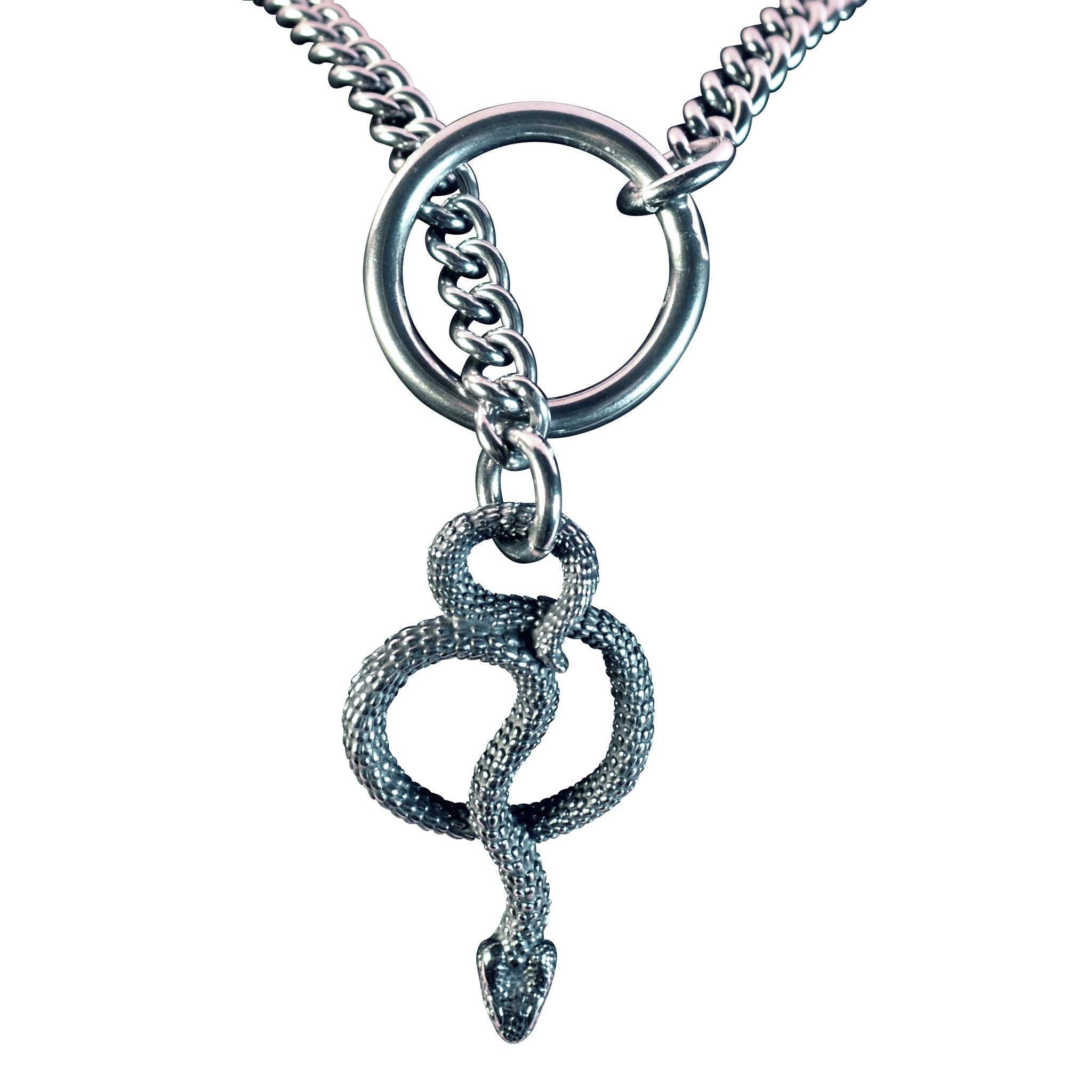 Stainless-steel chain accessories jewelry necklace collar choker choke-chain jump-chain slip-chain jump-rings reptile serpent snake texture constrictor fetish fashion alt-fashion bdsm bdsm-play bondage domination submission kink kinky kinky-play pet-play pup-play control silver
