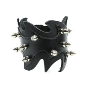 spikes double flame layer bracelet patent and genuine leather dual layer punk goth spiked cuff with metallic hardware fetish fashion accessory