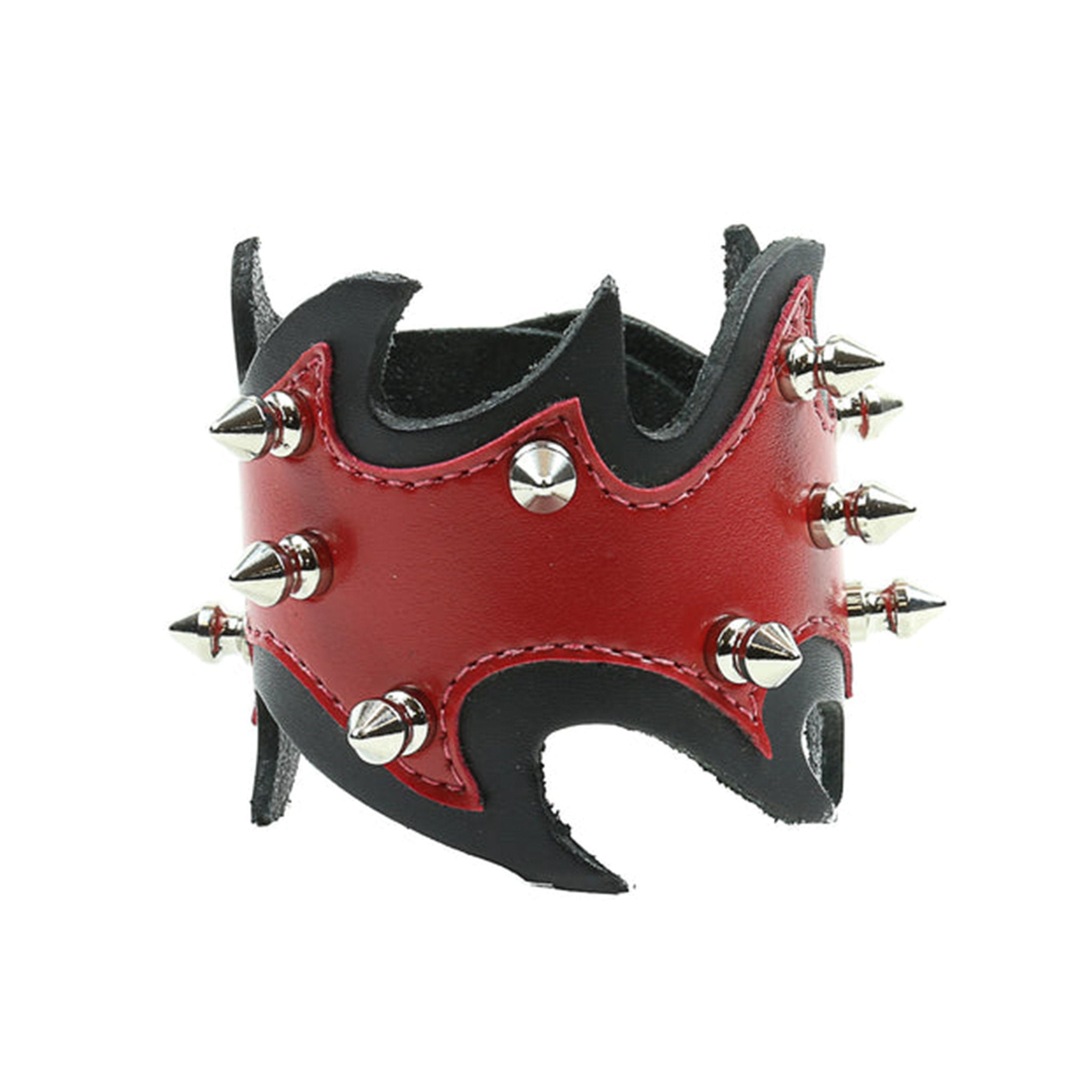 spikes double flame layer bracelet patent and genuine leather dual layer punk goth spiked cuff with metallic hardware fetish fashion accessory