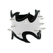 spikes double flame layer bracelet patent and genuine leather dual layer punk goth spiked cuff with metallic hardware fetish fashion accessory