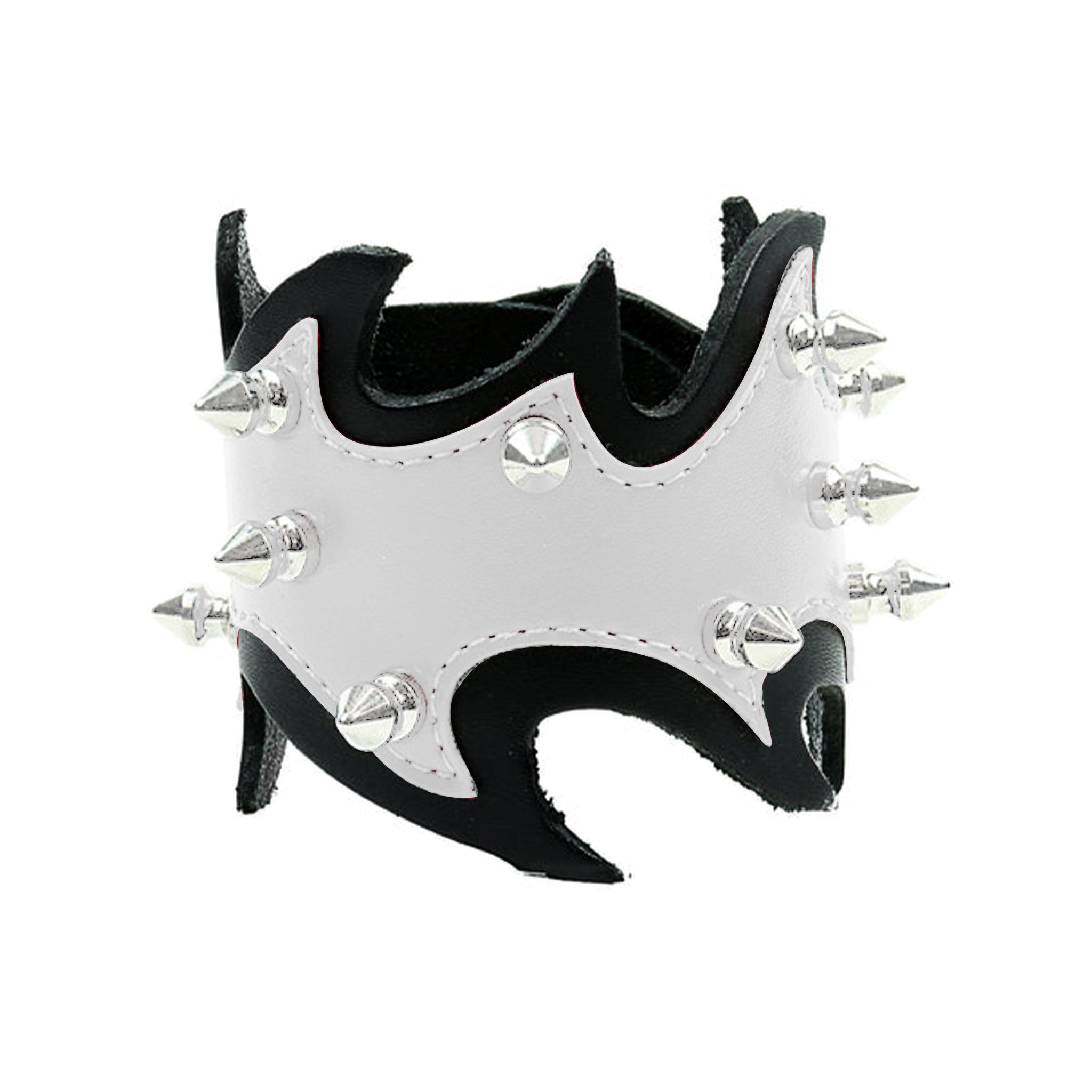 spikes double flame layer bracelet patent and genuine leather dual layer punk goth spiked cuff with metallic hardware fetish fashion accessory