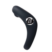 Black vibrating couples cock ring with stimulation nub, 10 vibration modes, flexible silicone