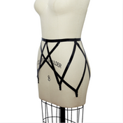 strappy latex garter belt, adjustable latex garter, natural latex fetish belt, cutout latex lingerie, Fetish Factory latex accessories