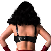 PVC vinyl polyester polyamide intimates lingerie bra hook-and-eye shoulder-straps adjustable glossy shiny flaunt simple sexy bdsm submission domination domme dominatrix mistress submissive female femme feminine womens red burgundy