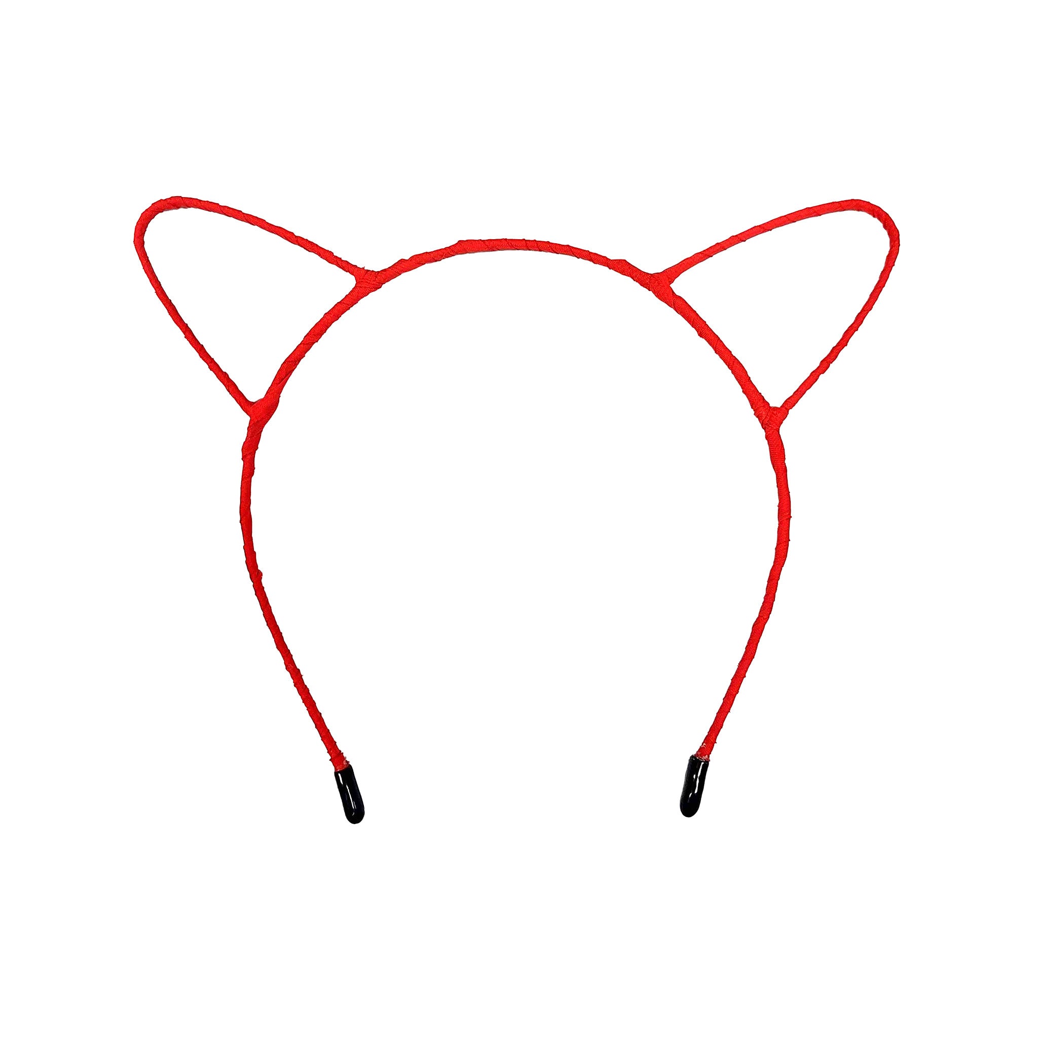 Flexible metal cat kitty ears nylon wrapped headband hairband headgear pet-play accessories halloween red
