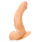 Vanilla-colored realistic dildo with suction cup for hands-free play
