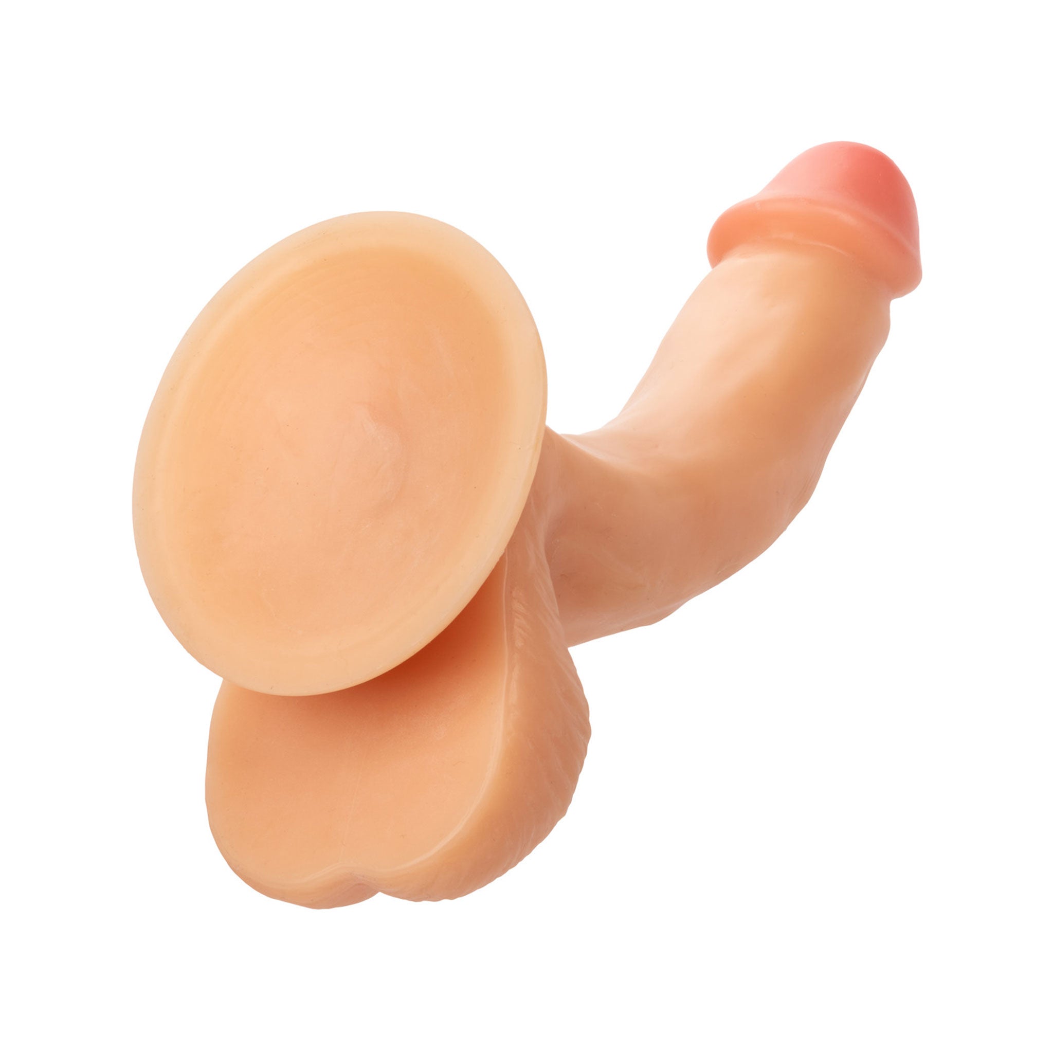 Vanilla-colored realistic dildo with suction cup for hands-free play