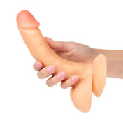 Vanilla-colored realistic dildo with suction cup for hands-free play