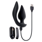 Silicone ABS-plastic anal-vibe vibe vibrator vibrating vibration clit clitoris clitoral stimulator stimulation stim anal-plug anal-probe buttplug remote-control hands-free multi-play multi-function tapered elegant petal-shape rocker-base double-sided dual-sided flexible dual-motor waterproof submersible kink kinky kinky-play kinky-toys adult-toys black