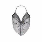 rhinestone fishnet halter top black tie back sheer sexy clubwear festival Fetish Factory