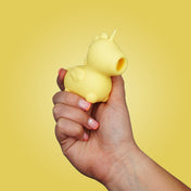 Unihorn Bean Blossom Tongue Flick Pulsating Vibe yellow body-safe silicone rechargeable with flickering tongue-like motion and intense vibrations adult toy