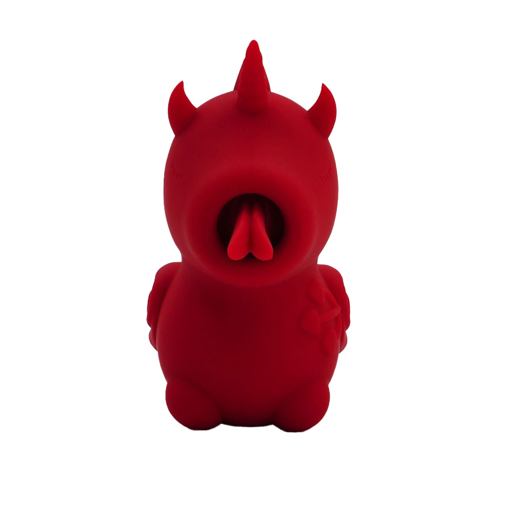 Silicone clitoral clit stimulation stimulator vibrator vibe vibration mini unicorn blaze diablo forked fork tongue swish swishing magical dreamlike devil demon red