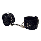 Checkered PVC & Velvet Wrist Cuffs with Trigger Clasp Black O/S