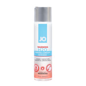 Jo H2O Warming Lube in a sleek bottle, providing a soothing warming sensation for enhanced intimate moments.