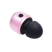 Mini pink wand vibrator, 10-speed silicone vibe, compact travel design with LED base.
