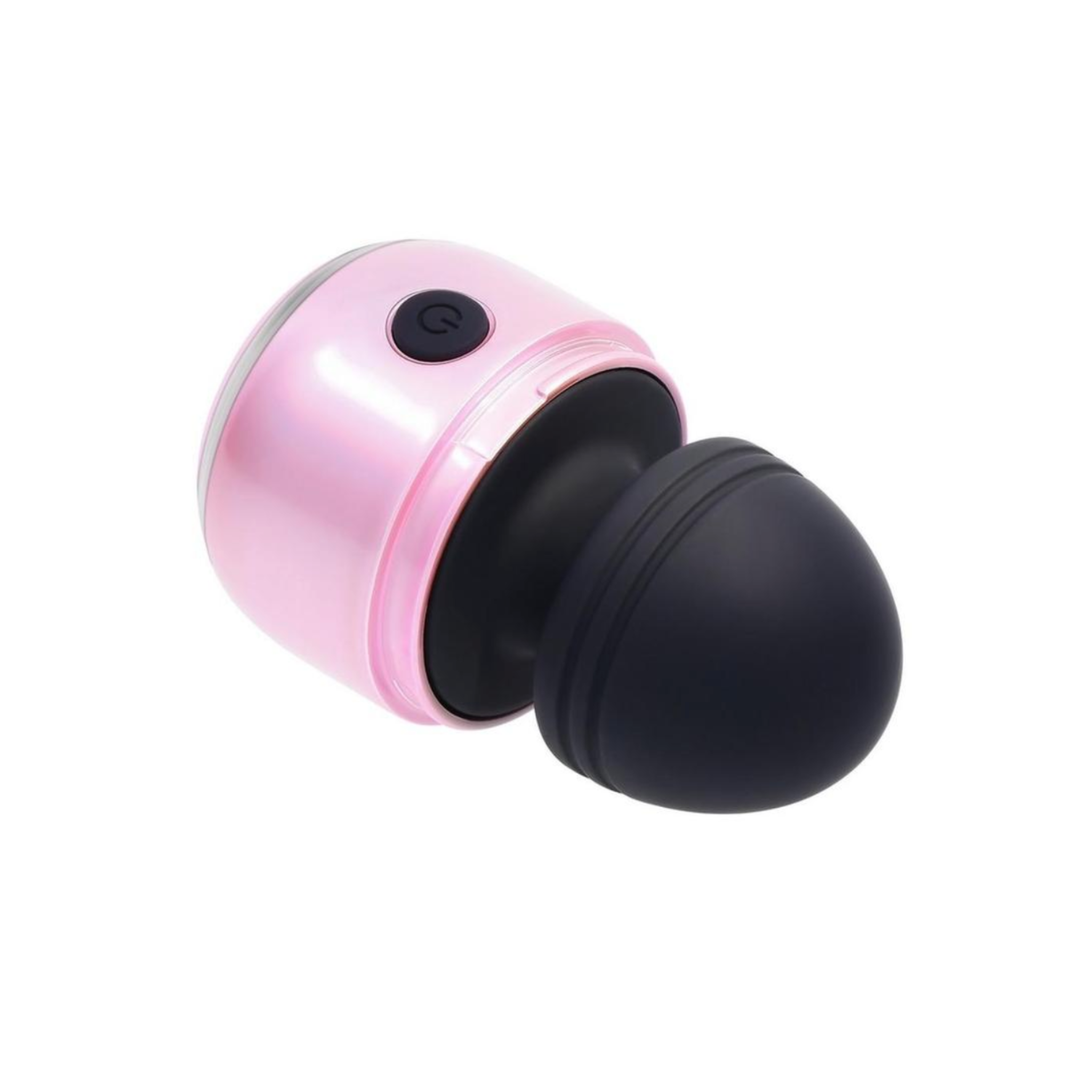 Mini pink wand vibrator, 10-speed silicone vibe, compact travel design with LED base.