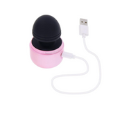 Mini pink wand vibrator, 10-speed silicone vibe, compact travel design with LED base.