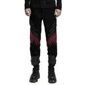 Punk Cracked Textured Two Tone Eyelets Lace-up Pants