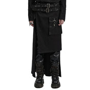 Asymmetrical Panel Double Belted Kilt with Side Pocket