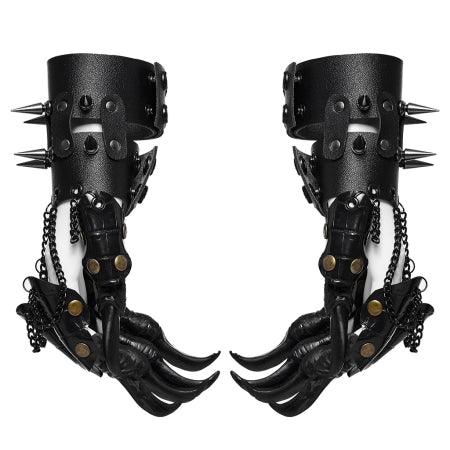 Reptile Finger Claws Wrist Cuffs – Black – Fetish reptile-textured finger claws with adjustable wrist straps, BDSM, and exotic play accessories