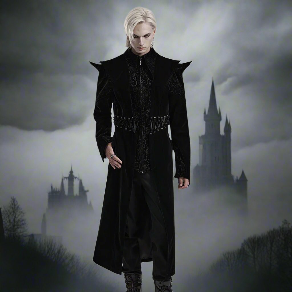 Vampire Velvet Tail Coat with Spike Shoulders