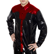 western style latex shirt, long sleeve latex top, snap button latex shirt, natural latex sheeting western shirt, Fetish Factory latex fashion