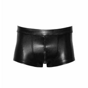 Polyester elastane wetlook polymer-coating bottoms briefs shorts booty-shorts animal-print snake snakeskin snake-skin scaly textured pull-on front-zip zipper tactile erotic kink kinky kinkwear lingerie intimates male masculine masc mens pet-play black