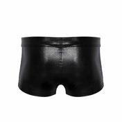 Polyester elastane wetlook polymer-coating bottoms briefs shorts booty-shorts animal-print snake snakeskin snake-skin scaly textured pull-on front-zip zipper tactile erotic kink kinky kinkwear lingerie intimates male masculine masc mens pet-play black